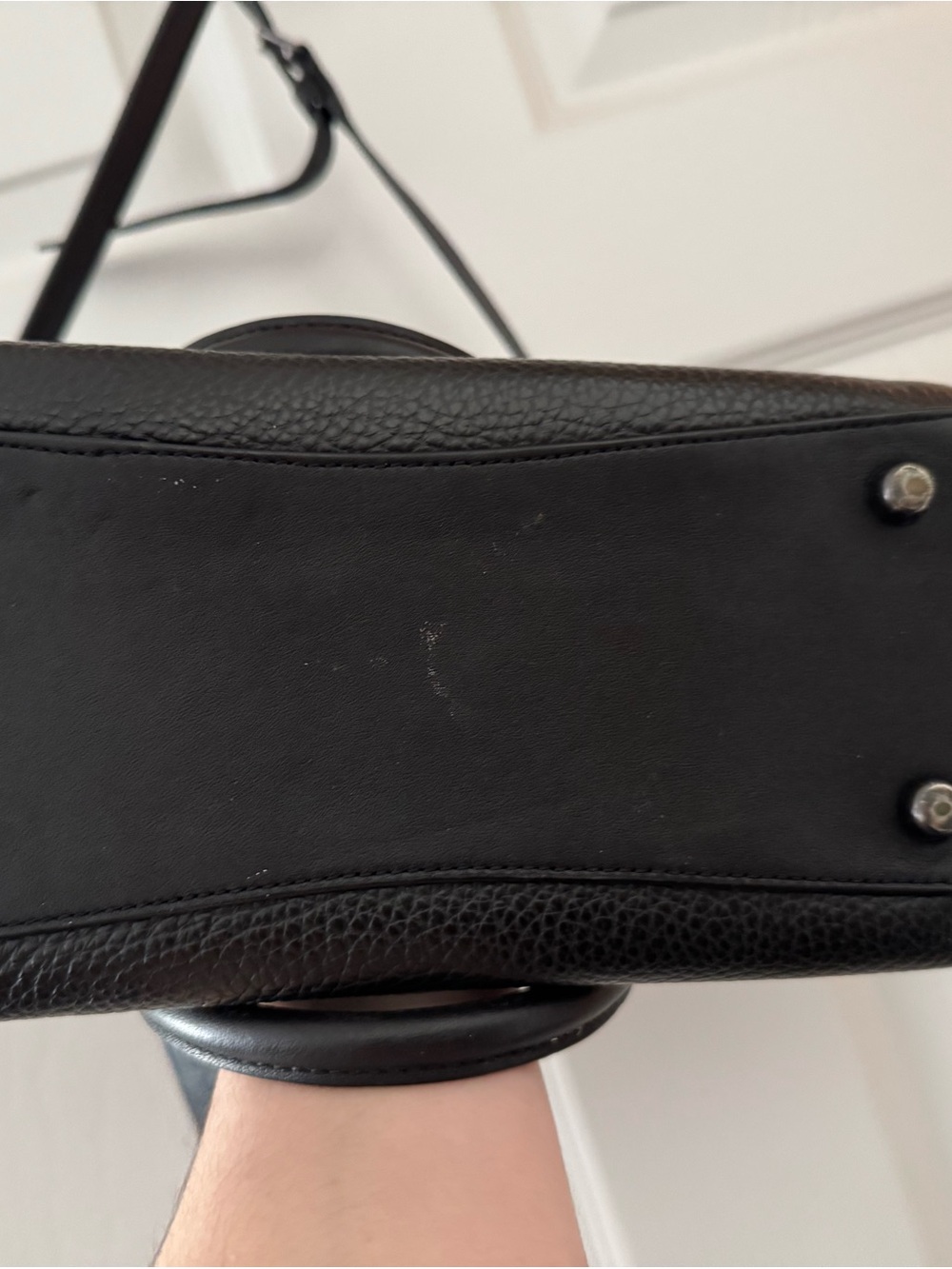 Coach Black Pebbled Leather Satchel with Chain Accent - Picture 3 of 4
